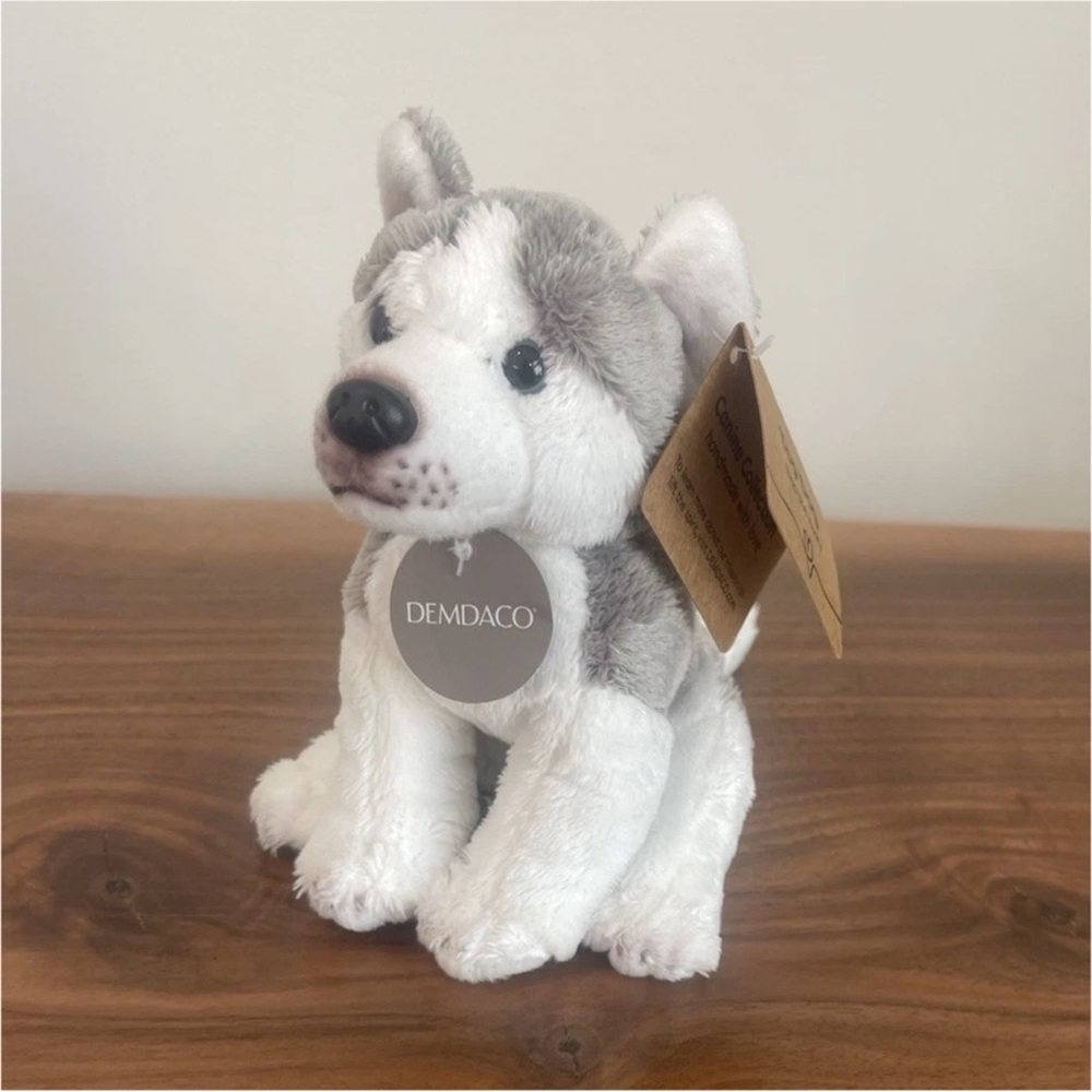 Demdaco Husky Plush Toy in Gray and White